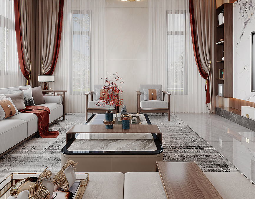 【夢(mèng)居】859㎡墅宅裝修，東方詩(shī)意，現(xiàn)代語(yǔ)境，現(xiàn)代與中式的琴瑟和鳴。